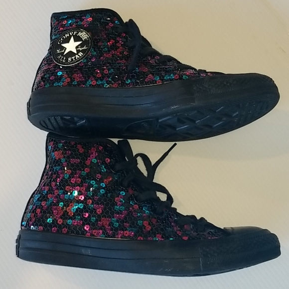 black sequin converse high tops